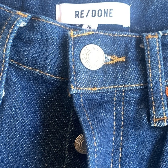 RE/DONE Jeans Super High Drain Pipe Dark Wash High Rise Button Fly Size 26 NWT - Picture 9 of 11